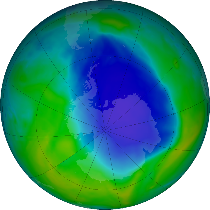 Antarctic ozone map for 04 December 2020
